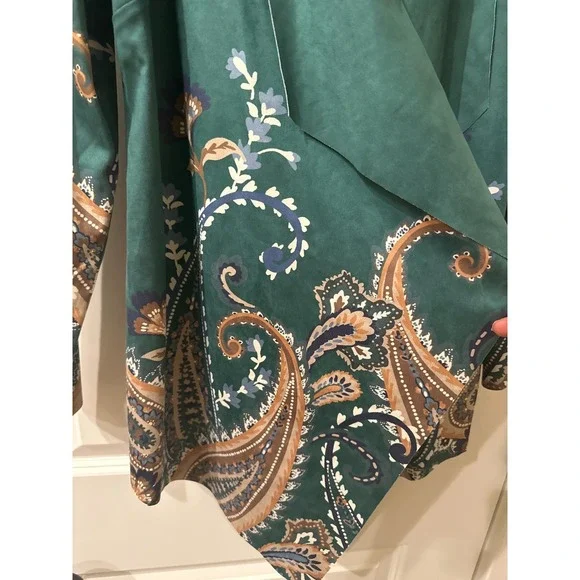 Soft Surroundings Faux Suede Paisley Open Front Waterfall Jacket Boho M NWT - Picture 8 of 10